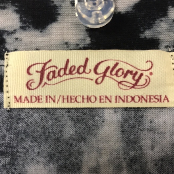 FADED Glory Open Front Cardigan Topper XL Abstract Animal Print Black White - Picture 2 of 9